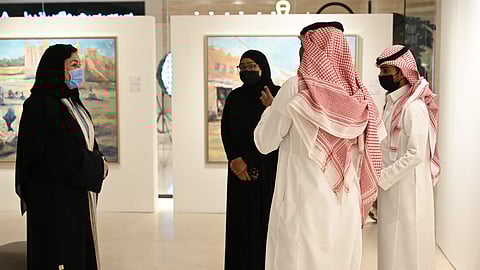 الأميرة سارة بنت عبدالله خلال معرض "سلايل معزي نسل الإمام"