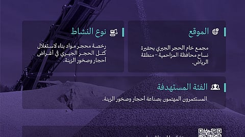 8 مايو آخر موعد للتأهيل للمنافسة في مجمع الحجر الجيري في حفيرة نساح