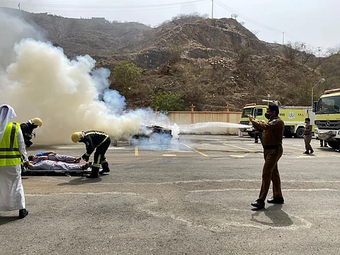 فرضية حريق بهيئة تطوير وتعمير المناطق الجبلية بجازان