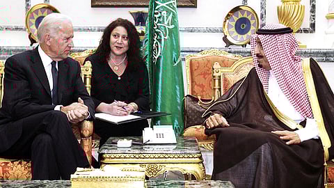 الملك سلمان والرئيس الأميركي جو بايدن في لقاء سابق