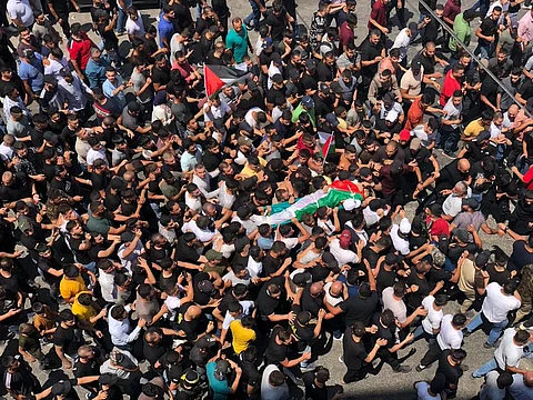 تشييع جنازة الشهيد إبراهيم النابلسي القائد في كتائب شهداء الأقصى بالضفة الغربية