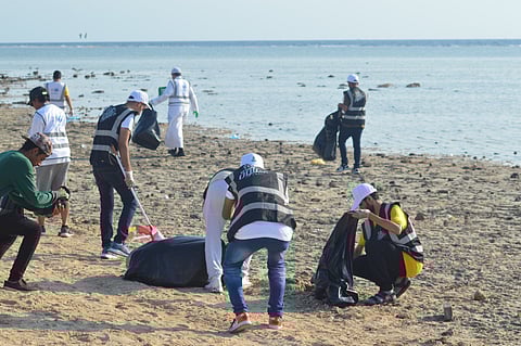 شاهد.. خريجو وخريجات جامعة المؤسس يشاركون مبادرة تنظيف شاطئ خليج سلمان