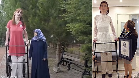 شاهد.. تعديل بطائرة يمكّن أطول امرأة من السفر جوًّا لأول مرة في حياتها