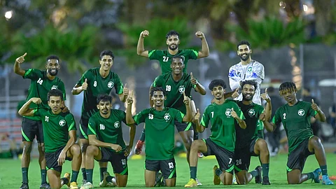 لاعبو المنتخب السعودي الأولمبي خلال الحصة التدريبية
