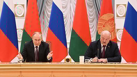 الرئيس الروسي فلاديمير بوتين خلال اللقاء مع نظيره البيلاروسي ألكسندر لوكاشينكو