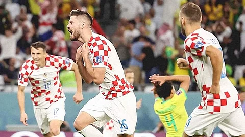 لاعبو منتخب كرواتيا يحتفلون بالفوز
