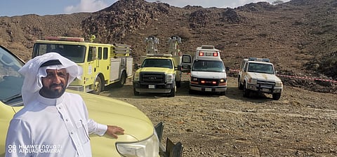 الدفاع المدني بمحافظة العرضيات ينفذ فرضية إنقاذ غريق بسد وادي قنونا