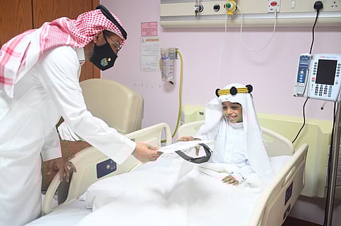 جانب من مشاركة المنومين بمستشفى قوى الأمن فرحتهم بذكرى يوم التأسيس