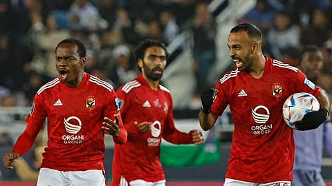 جانب من فرحة لاعبي الأهلي المصري خلال كأس العالم للاندية