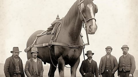 "أكبر حصان في التاريخ".. الوكالة الفرنسية تكشف قصة الصورة الغريبة