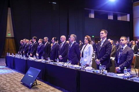 ياسر المسحل خلال حضوره اجتماع اتحاد أمريكا الجنوبية لكرة القدم