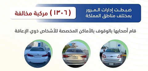 ضبط 1306 مركبات زاحمت مواقف ذوي الاحتياجات الخاصة