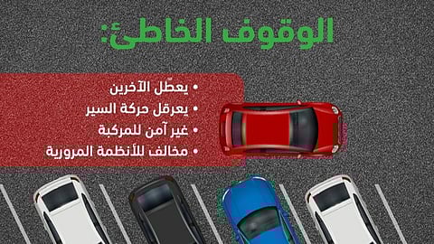 "المرور": الوقوف الخاطئ سبب في الازدحامات المرورية وهدر وقت الآخرين