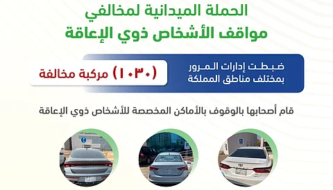 ضبط 1030 مركبة مخالفة متوقفة في الأماكن المخصصة لذوي الإعاقة