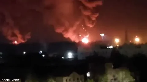 الهجوم أدى إلى حريق كبير