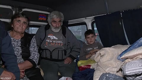 جانب من الأرمن الفارين من كاراباخ