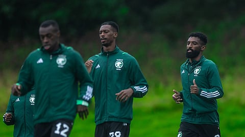 لاعبو المنتخب السعودي خلال الحصة التدريبية