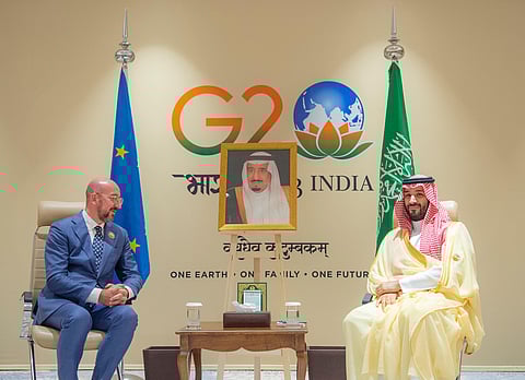 ولي العهد يلتقي رئيس المجلس الأوروبي