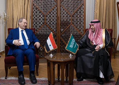 وليد الخريجي خلال لقاء وزير الخارجية السوري فيصل المقداد