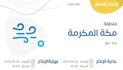 "الأرصاد" ينوّه لخطأ في تطبيق "أنواء" بخصوص الإنذار الأصفر على جدة ورابغ