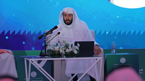 وزير العدل وليد الصمعاني خلال المؤتمر السعودي للقانون