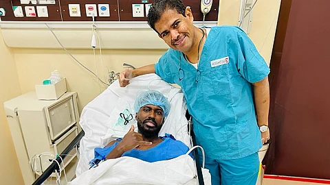 محمد مجرشي لاعب الفيحاء بعد إجراء عملية الرباط الصليبي للركبة