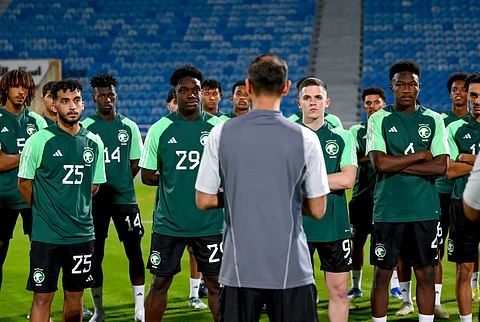لاعبو المنتخب السعودي لكرة القدم تحت 23 عاماً خلال الحصة التدريبية