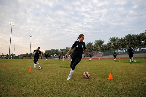 جانب من تدريبات سيدات المنتخب السعودي الأول لكرة القدم