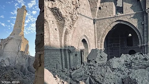دمار كبير في المسجد العمري بغزة