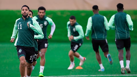 جانب من تدريبات لاعبي المنتخب السعودي