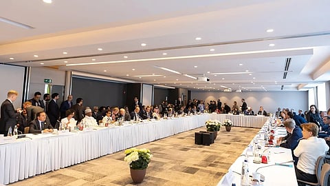 جانب من اجتماع اللجنة الوزارية بشأن التطورات في قطاع غزة