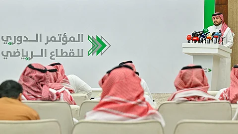 جانب من المؤتمر الصحفي الدوري للقطاع الرياضي