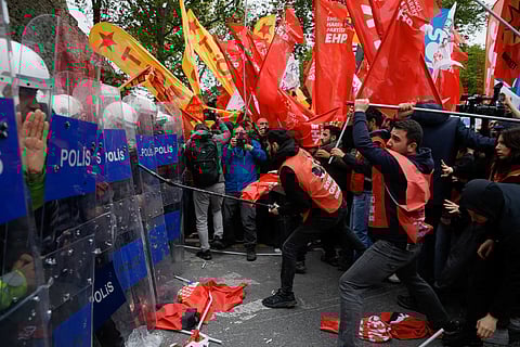 جانب من الاحتجاجات في يوم العمال