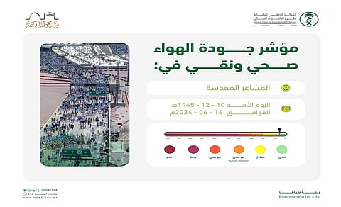 "الوطني للرقابة على الالتزام البيئي": مؤشر جودة الهواء في المشاعر صحي ونقي