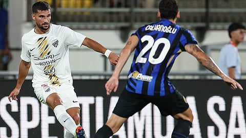 جانب من لقاء الاتحاد وإنتر ميلان الإيطالي