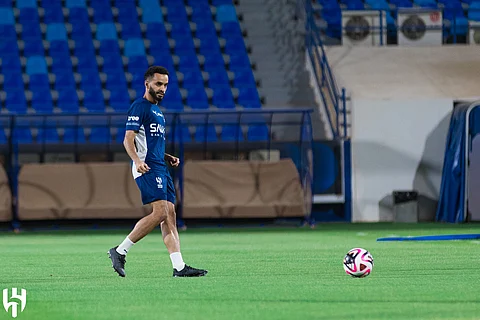 محمد البريك لاعب الهلال خلال أثناء الحصة التدريبية
