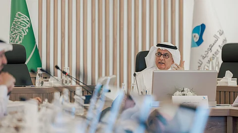 عبدالرحمن الفضلي خلال ترؤسه اجتماع مجلس إدارة الهيئة السعودية للمياه
