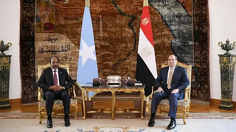 جانب من لقاء الرئيس المصري السيسي والرئيس الصومالي حسن شيخ محمود