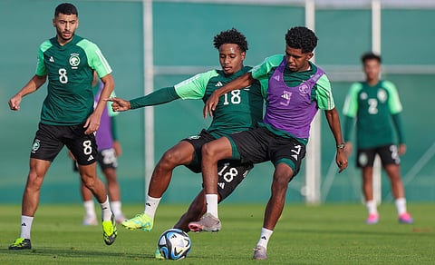 جانب من تدريبات لاعبي المنتخب السعودي تحت 21 عامًا لكرة القدم