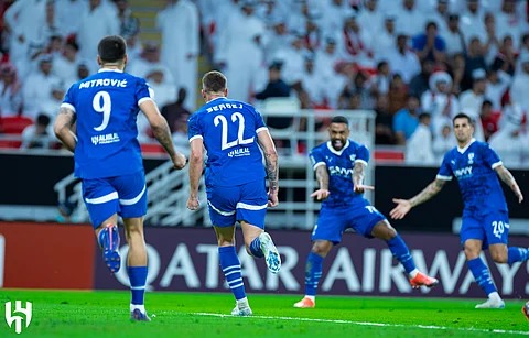 فرحة لاعبي الهلال بالفوز على الريان القطري