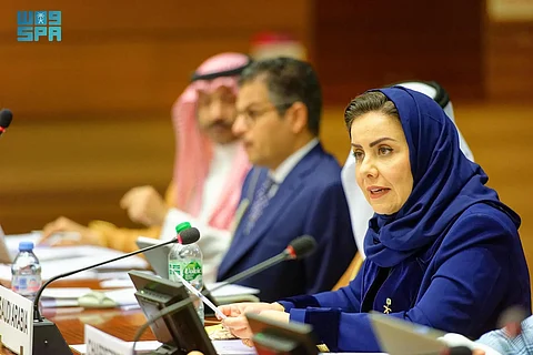 رئيس هيئة حقوق الإنسان هلا التويجري خلال حديثها عن تمكين المرأة