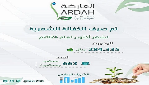 جمعية البر الخيرية بالعارضة تصرف الكفالة الشهرية لــ 663 أسرة