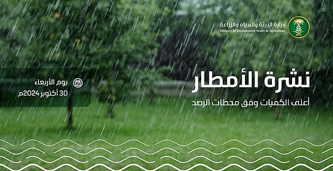 هطولات غزيرة تتصدرها الجموم وحائل بـ56.2 ملم بحسب رصد "البيئة"