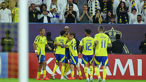 فرحة لاعبي النصر بالفوز على العين الإماراتي في دوري أبطال آسيا للنخبة
