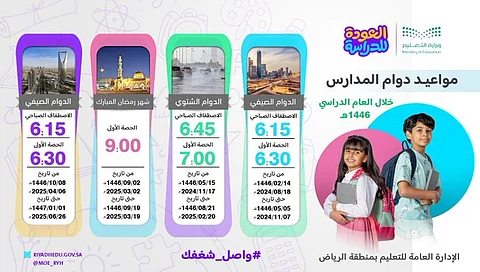 "تعليم الرياض" يعتمد مواعيد الدوام الشتوي والصيفي وخطة رمضان لمرونة العملية التعليمية