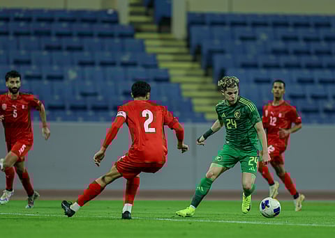 جانب من لقاء المنتخب السعودي تحت 21 عاماً لكرة القدم مع نظيره البحريني