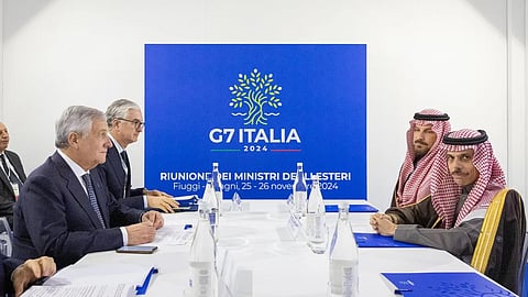 الأمير فيصل بن فرحان خلال لقائه وزير خارجية إيطاليا أنتونيو تاجاني