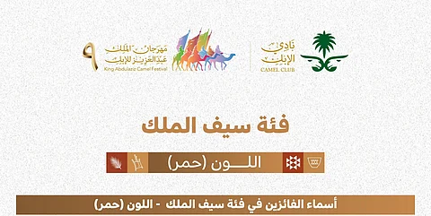 نتائج الفائزين في مسابقة المزاين لفئة "سيف الملك" للون "الحُمر" في اليوم العاشر