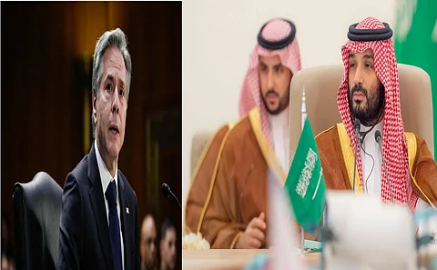 الأمير محمد بن سلمان ووزير الخارجية الأمريكي أنتوني بلينكن