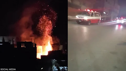 من الصور المتداولة للقصف الإسرائيلي